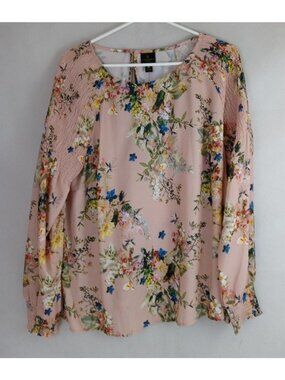 NWT Worthington Woman Katrina Floral Pink Semi-Sheer Blouse Size 0X
